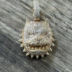 18k Gold Diamond American Bully Pendant
