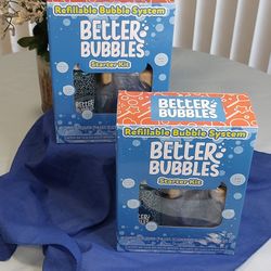Set of 2 Better Bubbles Starter Kits Refillable System Bottles Wands Refills