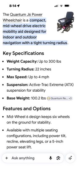 Quantum QJ6 Power Wheelchair