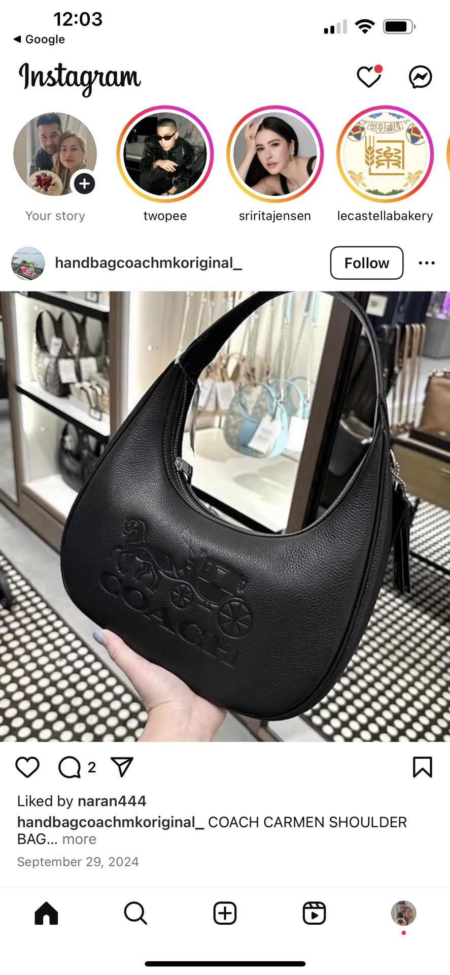 COACH Carmen shoulder bag CR151 Black