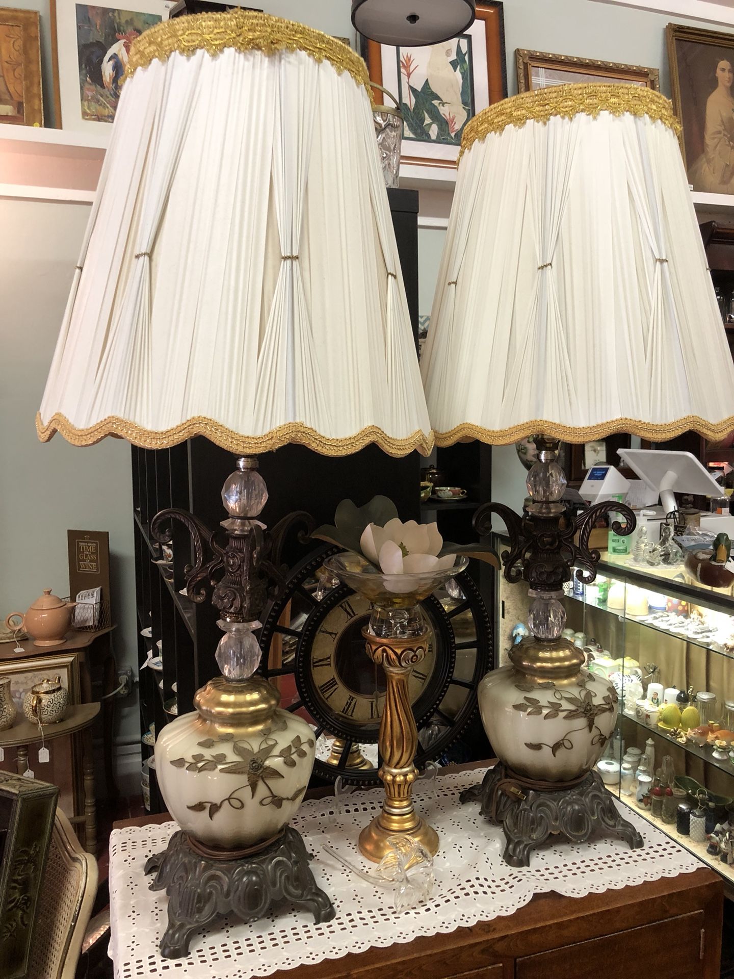 Gold applied vintage lamps