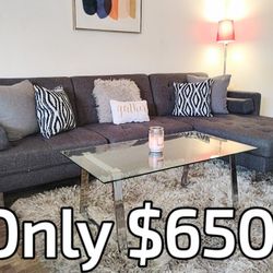 Like New Gray Quality Made Multi Chaise Sectional