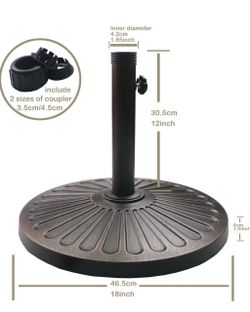 Sunnyglade 18" 30.2-lb Heavy Duty Round Patio Umbrella Base Antiqued Bronze 30.2-Lb Resin Umbrella Base Keeps Patio Umbrellas Steady with An Elegant B
