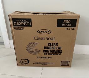 DART Model # C57PST1| 6" X 5 13/16" X3" ClearSeal Hinged Lid Plastic Container Use for Take-out/ to-Go Food, Sandwiches, Cake, Salad (500Ct)