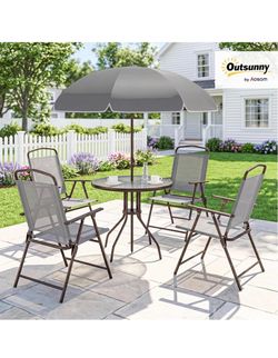 New in Box 6-Piece Patio Dining Set with Umbrella