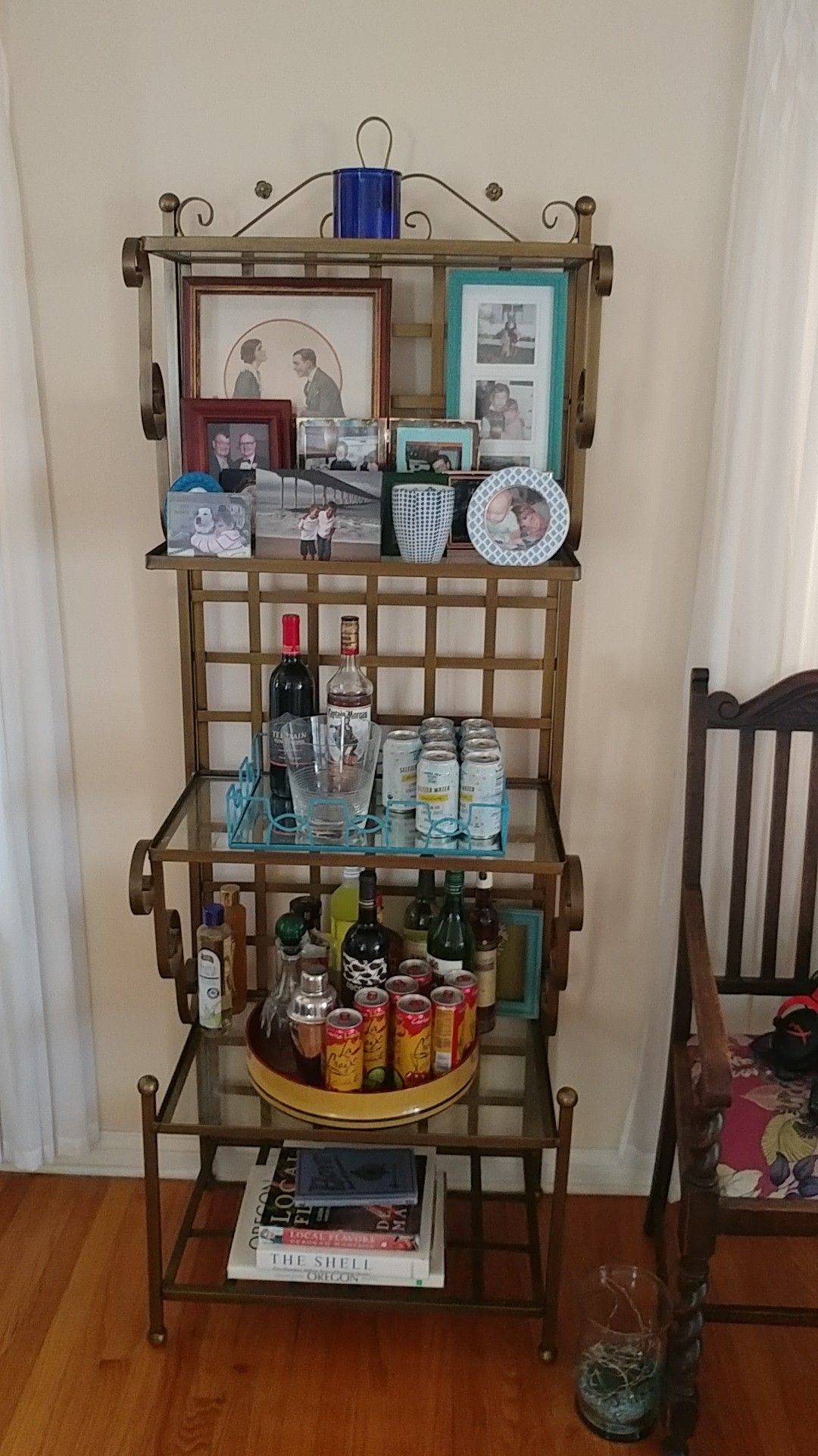 Solid brass bar, shelving or etagerie