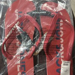 New Red White And Blue Jack & Jones Flip Flops Size  11/12