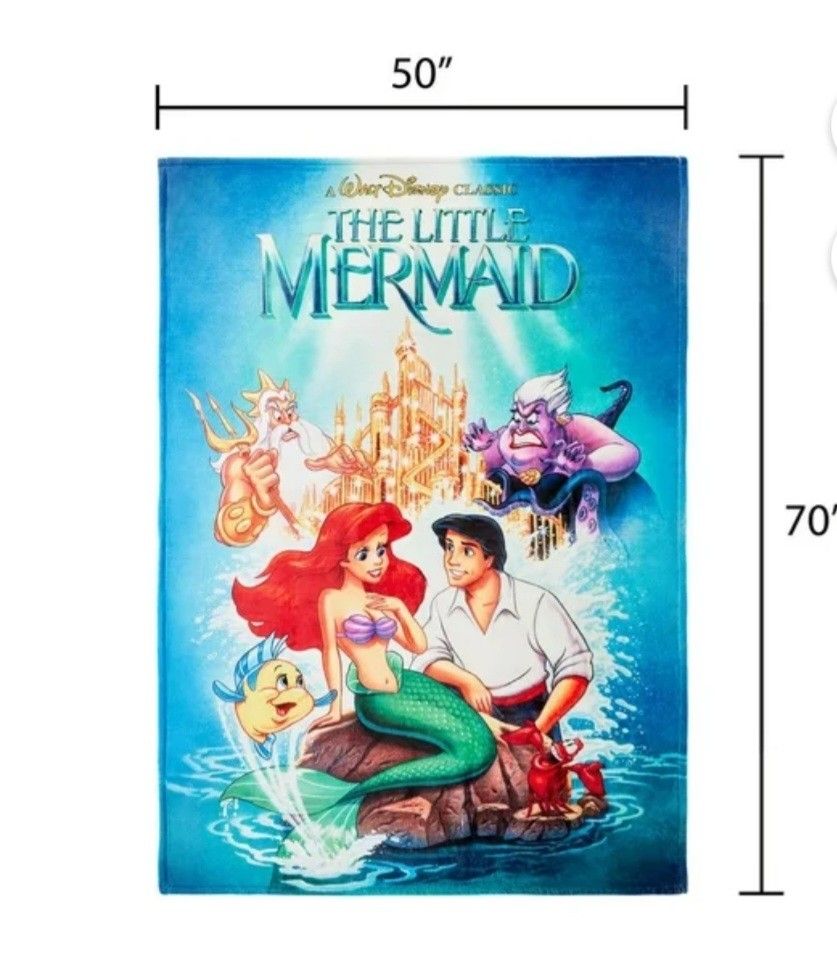 Little Mermaid Blanket With Vhs Box $65