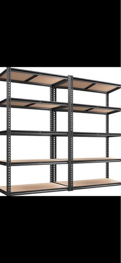 2  5-Tier Heavy-Duty Adjustable Metal Storage Shelving Unit (72"H x 35.55"W x 16"D, Black)  2000lb