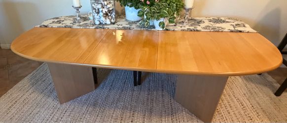 Extendable Wood Dining Table with Panel Base