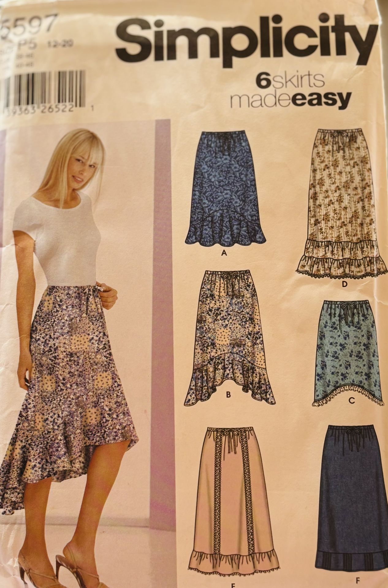 Vintage Simplicity 5597 Made Easy Skirts  Sizes 12-20 Pre Owned