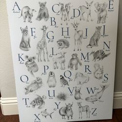 Nursery Animal Alphabet Print Canvas 