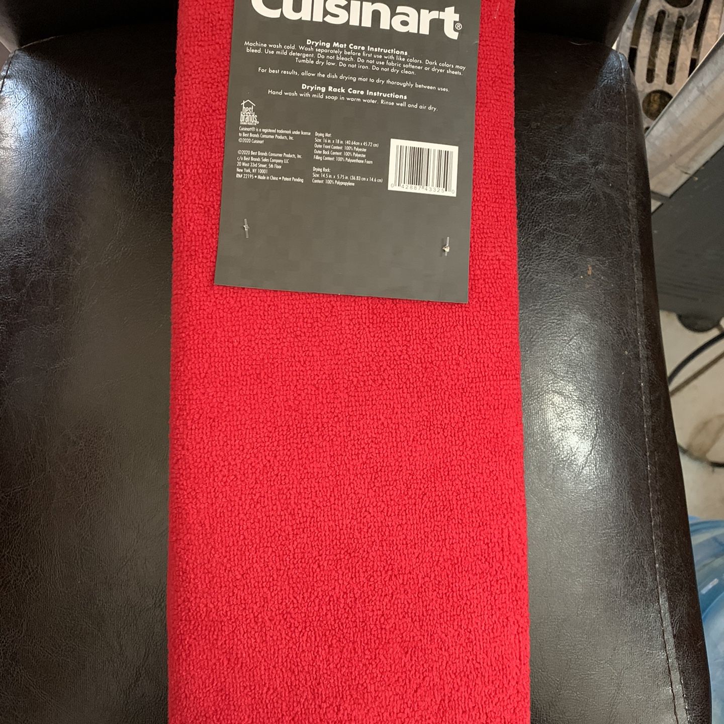 NEW! Cuisinart Dish Drying Mat with Drying Rack 18 x 16 Red