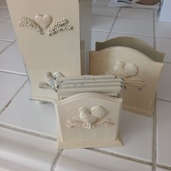 Rustic, Vintage Napkin, Coaster And Utensils Set