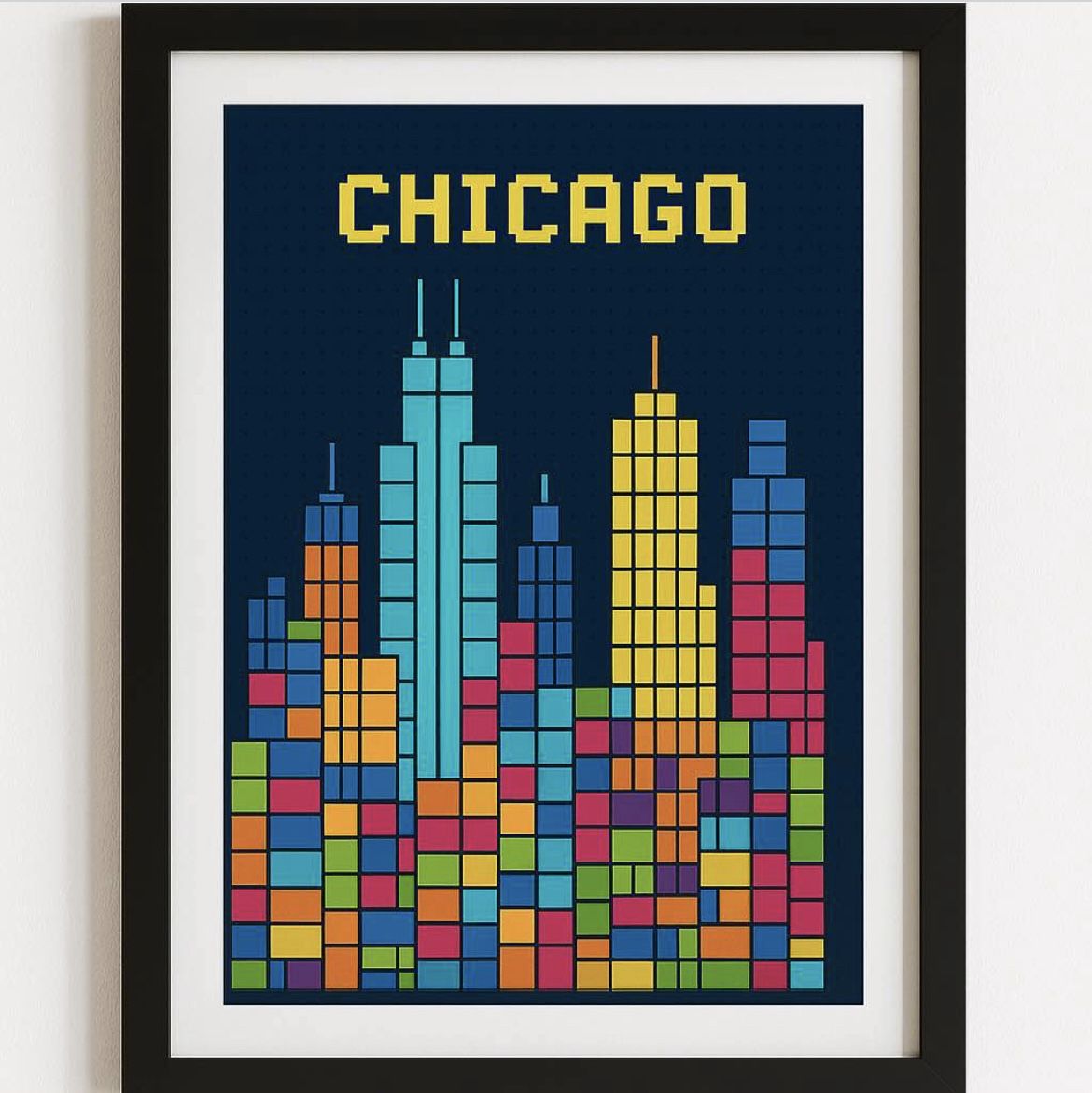 Wall Art - Chicago Skyline Tetris (11x17)