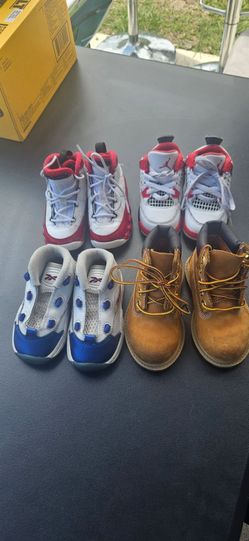 4 Pairs Toddler Shoes Size 5C Bundle – Jordans, Timberlands & Reebok