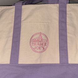 Trader Joe's purple canvas tote bag