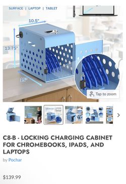 Chromebook Charging Cabinet for 8 Devices for Classroom Use, Laptop Lock Case for iPad and Tablet