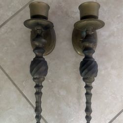 2- brass sconce candle holders