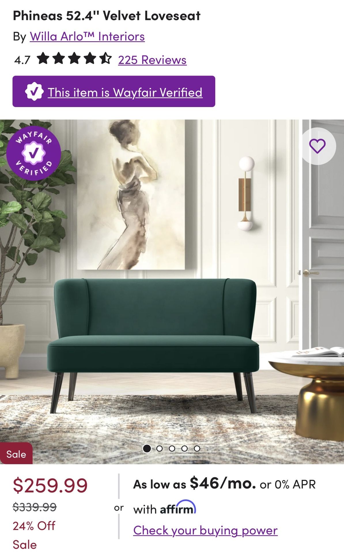 Green Velvet Loveseat