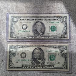 $50 CASH (1) FIFTY and $100 CASH (1) HUNDRED bill for $170 Firm (Walnut 91789)