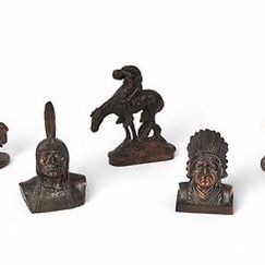  five figural decorative objects with Western and Native American motifs