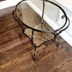 Bronze Iron And Glass Side Table 