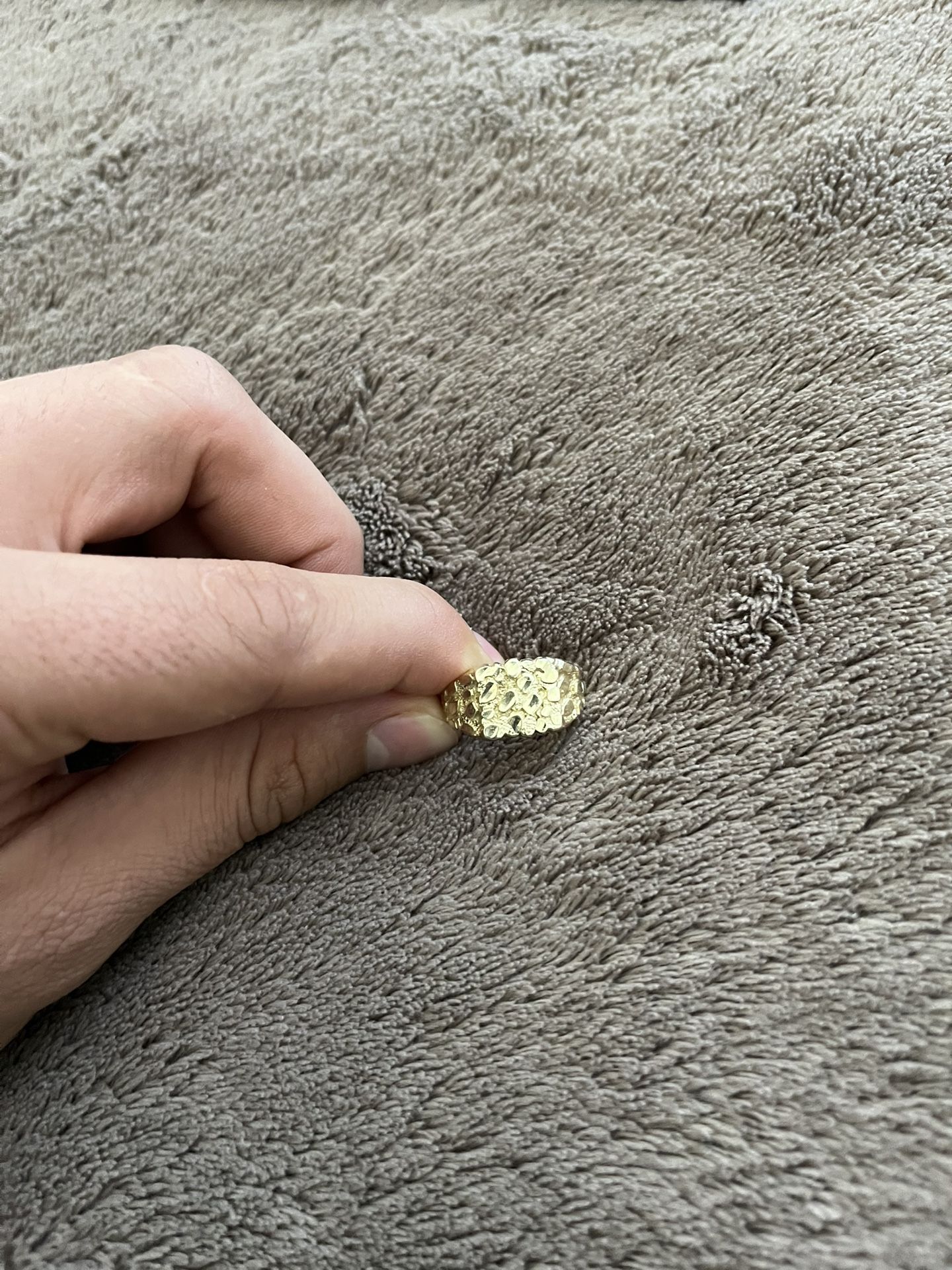 Men's Medium Nugget Square Ring Solid 10K