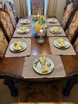 Dining Table, 8 Chairs & Buffet