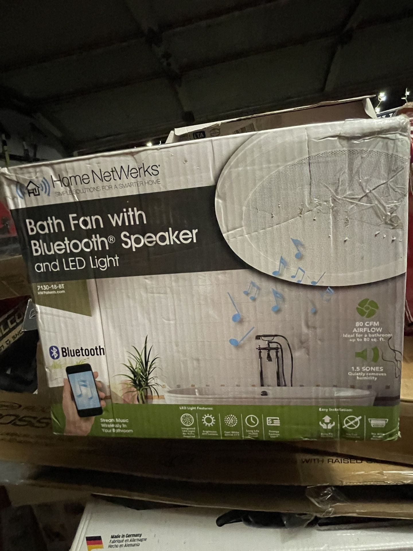 Home Netwerks Decorative White 80 CFM Ceiling Mount Bluetooth