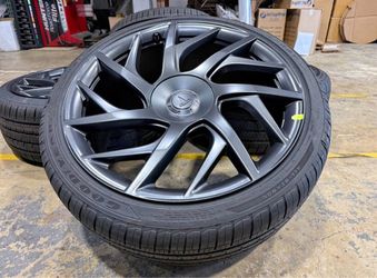 21" OEM NEW 2026 Tesla Model S Plaid VELARIUM wheels Goodyear Tires - NO CENTER CAPS