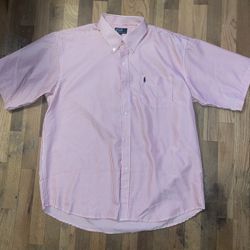 Polo Ralph Lauren Mens Red Striped Seersucker Short Sleeve Button Shirt Size XL