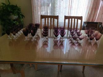 Glass purple cups