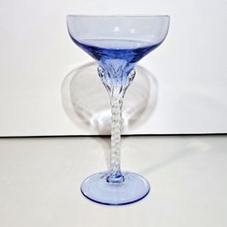 Blefeld Crystal Twisted Stem Wine Glass Light Blue Vintage Glassware Replacement