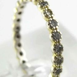 Wedding, Sterling Silver Natural Diamond Eternity Band Ring 925 Silver Size 7.25, Natural Dismonds Vintage