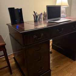 Beautiful Wooden Desk With Leather Top
