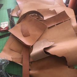 natural tan leather pieces for crafting