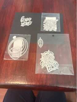 Silver Craft Die Cut Set - Leaf & Circle Shapes