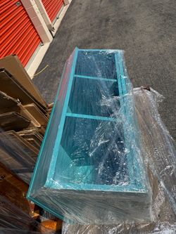 Teal wood kids cubbies storage