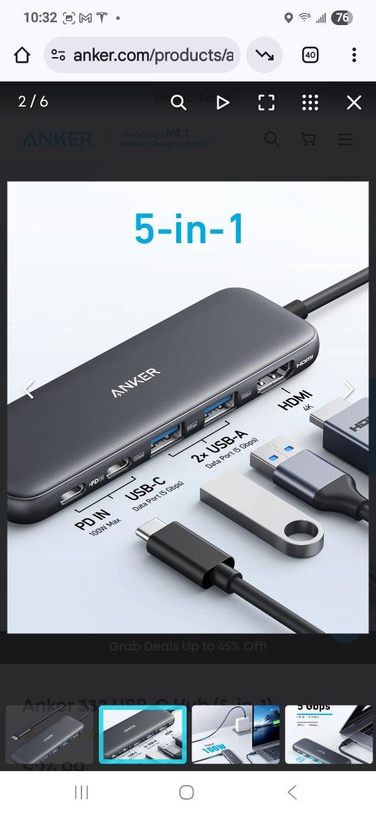 Anker 5 In 1 Usb-c Hub, New, Financing Available