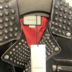 Mens Gucci Leather Moto Jacket Coat M L
