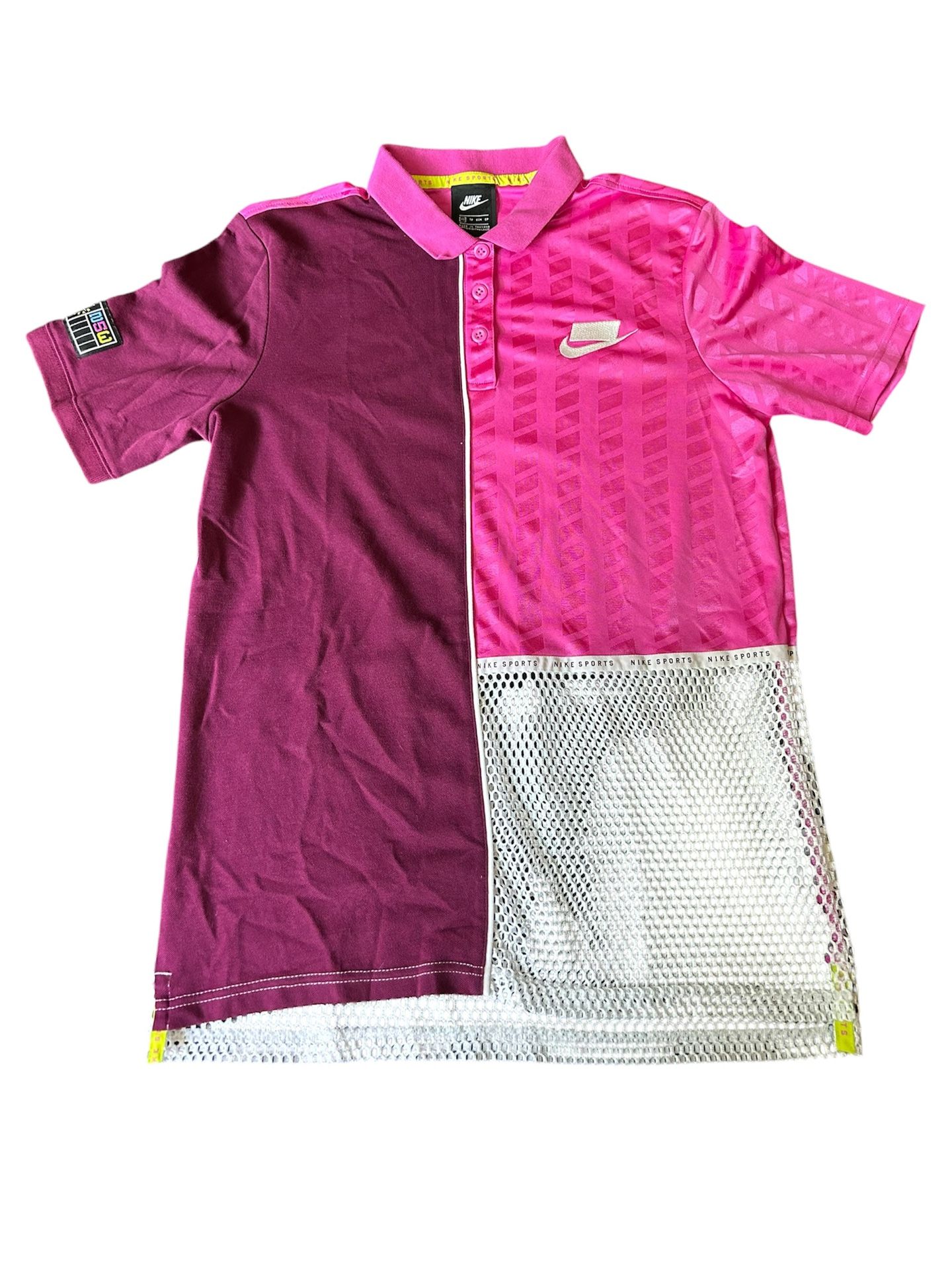 Nike Womens Sportswear Pink / White NSW Polo Collared Shirt Size Womens Xs