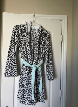 Cat & jack robe tiger print and tiger face hoodie, youth size 14/16