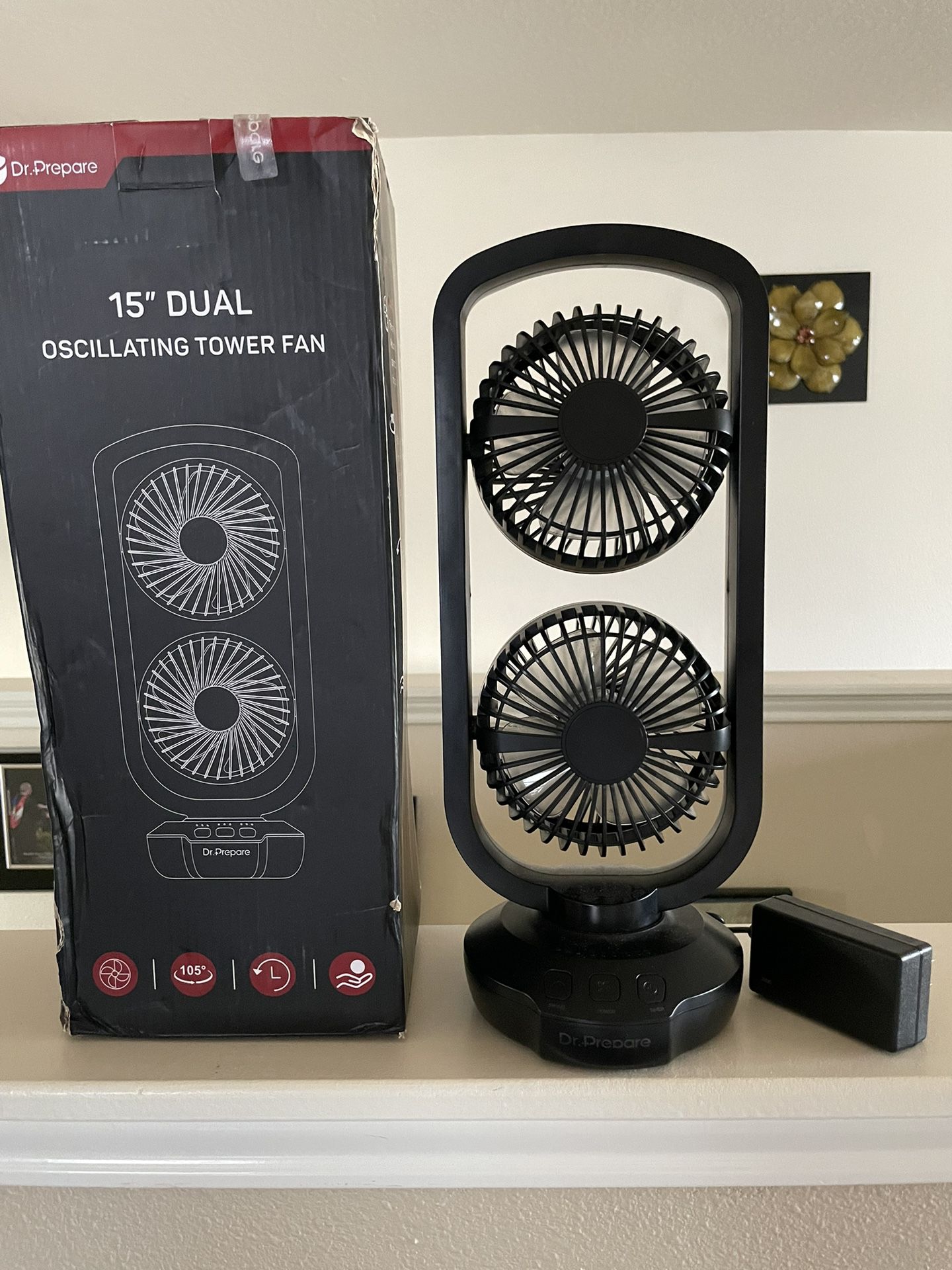 Dr. Prepare Tower Fan Oscillating Fan, Portable USB Desk Fan with 270° Tilt, 3 S