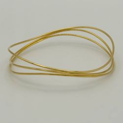 Tiffany & Co. Elsa Peretti 18k Yellow Gold 3 Rows Wave Wire Bangle Bracelet