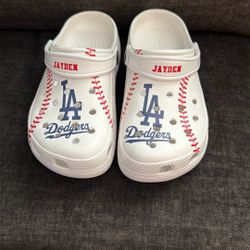 Dodgers Crocks Size 34 Kids/3