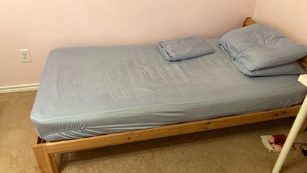 IKEA Tarva bed frame with custom slatted bed base