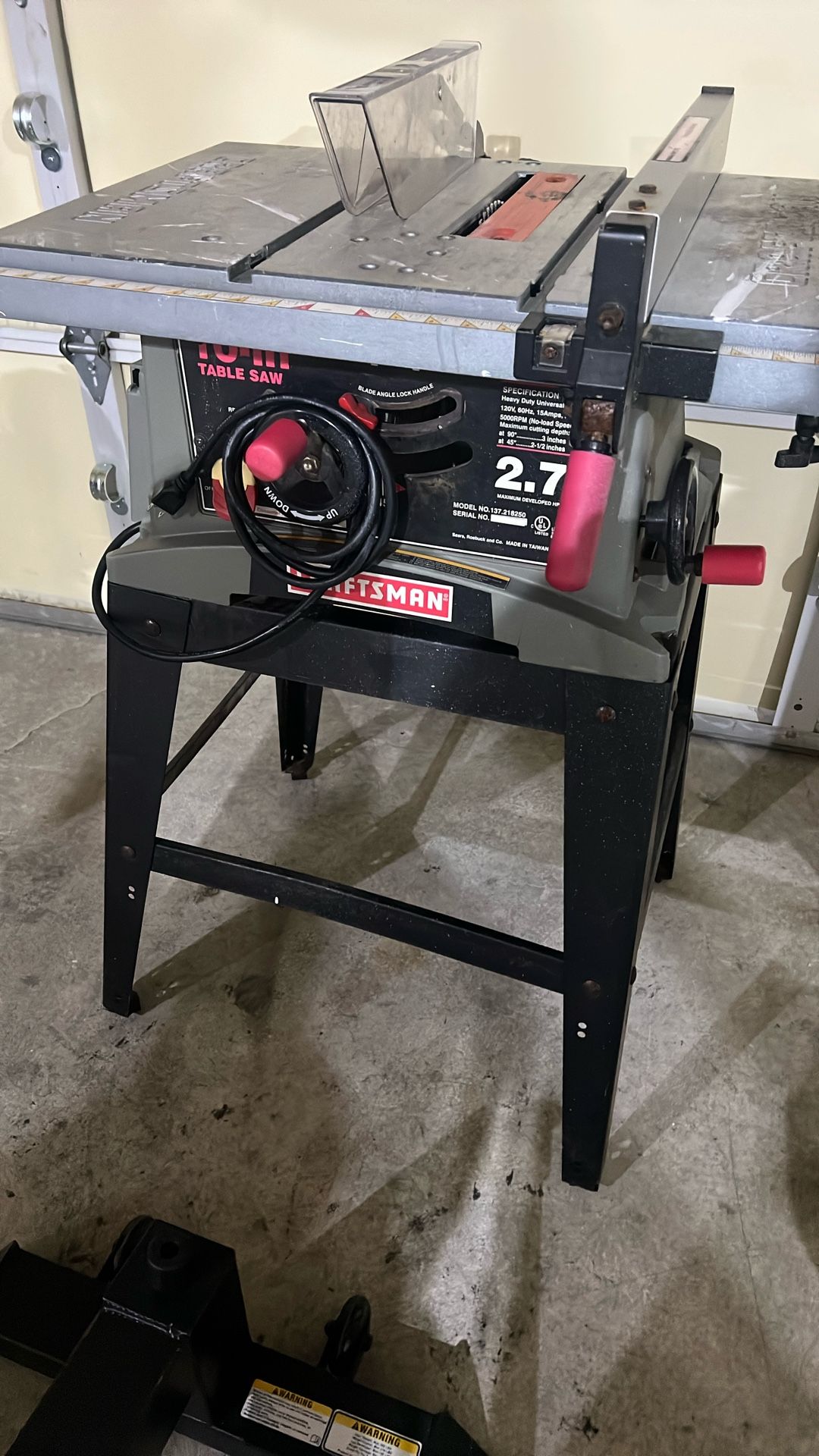 Craftsman Table Saw 2.7