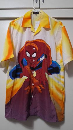Spider Man Button Down Shirt Mens Large