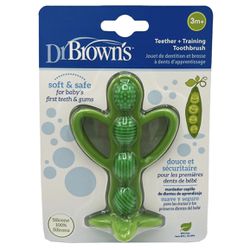 New - Dr. Brown's baby Teether + Training Toothbrush - Pea Pod